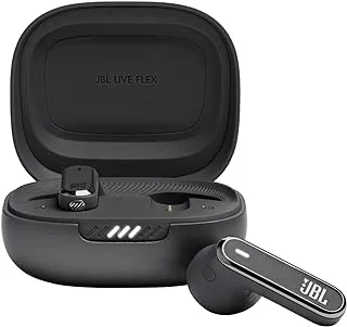 JBL Live Flex True Wireless Noise Canceling Earbuds ، Hi-Fi مع Personi-Fi 2.0 ، بطارية 40 ساعة ، 6 ميكروفونات لتشكيل الشعاع ، بلوتوث 5.3 ، التحكم باللمس / الصوتي ، IP54 مقاوم للماء والغبار - أسود ، JBLLIVEFLEXBLK