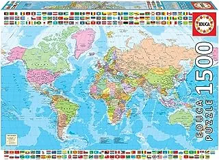 Educa - 1500 piece puzzle for adults | Political world map. Includes Fix Puzzle glue. From 14 years old (18500)