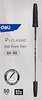 Deli Ball Point Pen, 0.7 mm, 50 Pieces, Black