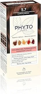 Phyto Phytocolor Permanent Hair Color 5.7 Light Chestnut Brown with Botanical Pigments, 100% Grey Hair Coverage, Ammonia-free, PPD-free, Resorcin-free