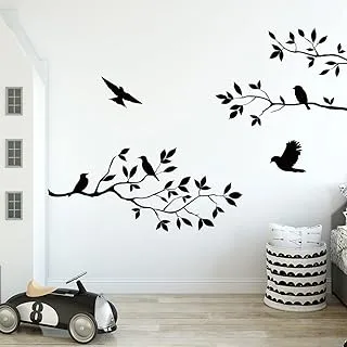 ECVV Flying Birds on The Tree Wall Sticker, Peel and Stick Black Tree Branch Wall Decal Removable Vinyl Wall Art Decals for GardenLiving RoomBedroom