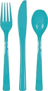 Unique Party 39499 Plastic Cutlery Set, Teal, Pack of 18