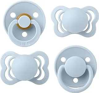 BIBS Pacifiers – Try-it Collection | Includes Colour, De Lux, Couture and Supreme Pacifiers | BPA-Free Natural Rubber & Silicone | Made in Denmark | Baby Blue | 0 to 6 Months