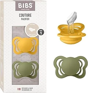 Bibs Pacifier Couture (Silicone) Size 1 - Baby (0-6M) 2pc - Honey Bee/Olive