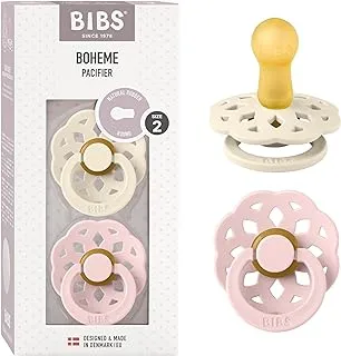 Bibs Boheme Natural Rubber Latex Round Pacifier Size 2-6-18M 2-Pack - Ivory/Blossom