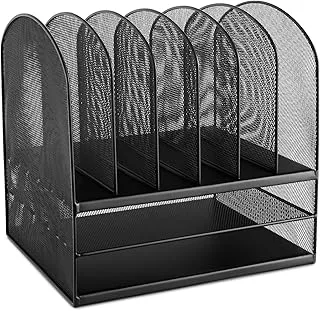 Safco 3255BL Onyx Mesh Desk Organizer with 2 Horizontal and 6 Upright Sections