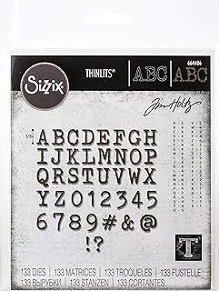 Sizzix Thinlits Die Set 123 Pack Alphanumeric Tiny Type Upper by Tim Holtz ، متعدد الألوان