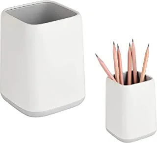 McMola Desk Pen Holder Stand Two-tone Pencil Cup Pot Desk Organizer Makeup Brush Holder (White)