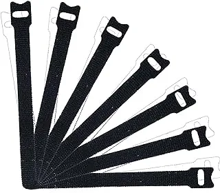 JEWOSTER 50 PCS Reusable Fastening Cable Ties, 8 Inch Premium Adjustable Cord Ties Black Cord Organization Straps, Microfiber Hook Loop Cable Management Wire Organizer Wrap