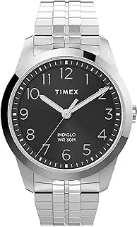 Timex Classics Main Street للرجال 36mm Expansion Band Watch with Perfect Fit TW2V04400، Silver-tone، Bracelet