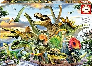 Educa - 500 piece puzzle for children and adults | Dinosaurs. Measurement: 48 x 34 cm. Comprend Fix Puzzle Tail pour l'accrocher Une Fois l'assemblage I finished. From 11 Ans (17961)