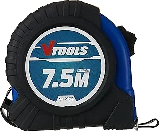 VTOOLS 7.5M Measuring Tape, 1mm Blade Thickness, Self-Lock Tape Measure, Easy to Read, Magnetic Tip Hook and Shock Absorbent Case, VT2179