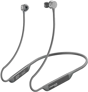 Promate Wireless Neckband Earphones, Hi-Fi Lightweight Wireless Bluetooth Earphones with Anti-Slip Liquid Silicone Neckband, Hall Switch Sensor, 24H Playtime and In-Line Controls, Civil Silver