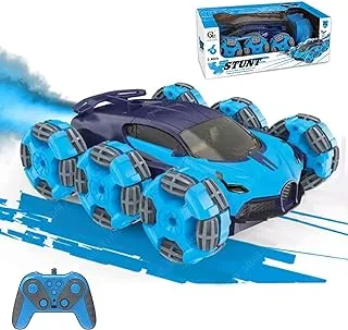 COOLBABY Remote Control Twisting Stunt Car 6 Wheel Bugatti Stunt Racing Car Toys 360° Rotation, Cool Spray and Laser LED Headlights, High-Speed Tumbling Drift RC Car for Kids