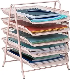 مايند ريدر Network Collection 5-Tier Paper Tray، File Storage، Desktop Organizer، Metal Mesh، Pink