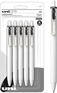 uni-ball one Retractable Gel Pens, Medium Point (0.7mm), Black Ink, 5 Pack