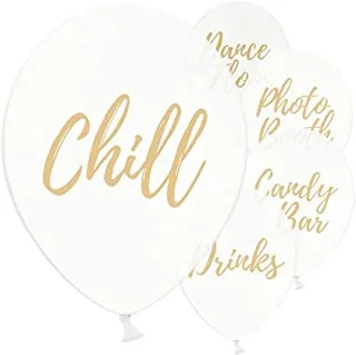 Party Deco Pastel Printed Balloons, Pure White