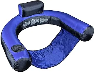 SWIMLINE ORIGINAL Fabric Covered U-Seat Series Inflatable Pool Lounger Chair Floatie With Comfortable Sling Seat Back Rest & Cup Holder Large Rideable Blow Up Float Summer Beach Swimming Big Raft Tube