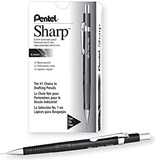 Pentel Sharp Automatic Pencil, 0.5mm Lead Size, Black Barrel(P205A), Box of 12