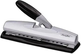 Swingline Hole Punch, Desktop Hole Puncher, 12 Sheet Punch Capacity, 2-3 Holes, Adjustable, LightTouch, Black/Silver (74026)