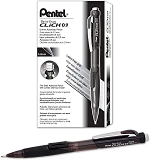 قلم رصاص ميكانيكي Pentel Twist-Erase CLICK (0.9 مم) براميل سوداء متنوعة ، قد يختلف اللون ، صندوق 12 (PD279TA)