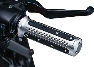 Kuryakyn 6120 Motorcycle Handlebar Accessory: Heavy Industry Grips with End Caps for Dual Cable Throttle Control: 1982-2019 Harley-Davidson Motorcycles, Chrome, 1 Pair