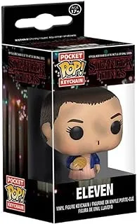 سلسلة مفاتيح Funko Pop Keychain Stranger Things Eleven مع Eggo (بدون شعر مستعار) مجسم حركة