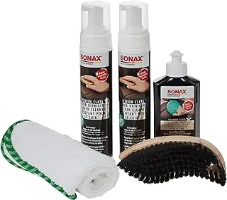 Sonax 281941 PremiumClass Leather Care Kit, Includes 2 x Leather Cleaner, 1 x Leather Care Cream, 1 x Microfiber Cloth, 1 x Care Pad, 1 x Cleaning Brush