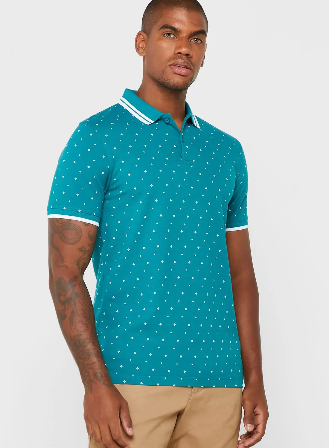 Robert Wood Micro Print Polo Shirt