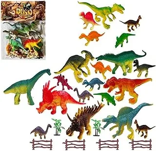 Fitto Dinosaur Figures 26 Pieces Playset with Trex, Tyrannosaurs, Brachiosaurus, and More