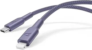 Cable Braided 2 Meter USB-C To Data & Fast Charge Cable by Powerology Cable Full Speed Charging Up To 60% In 30 Minutes, Tested For Quality, 2m Length, 30000+ Bends, 60W PD (White) (Purple)