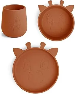 Nuuroo Judi Silicone Dinner Set 3-pack Giraffe - Caramel Cafe