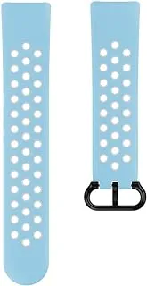 Hama 86249 Sports Breathable Replacement Wrist Strap for Fitbit Charge 5, Light Blue/Grey