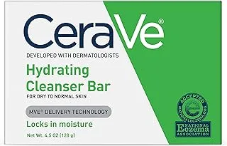 CeraVe Hydrating Cleanser Bar | منظف ​​للوجه والجسم خالٍ من الصابون مع كريم ترطيب 5٪ | خالٍ من العطور | شريط واحد ، 4.5 أونصة