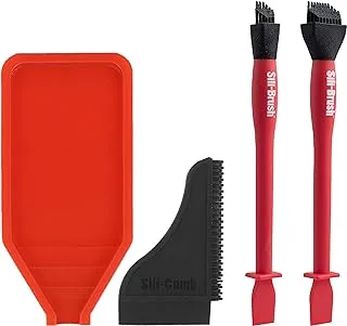 Sili The Complete Silicone Glue Kit - مجموعة غراء الخشب من 4 قطع - عبوتان من فراشي السيليكون وصينية واحدة ومشط واحد - النجارة والفنون والحرف ومجموعة أدوات توزيع غراء المدرسة البيضاء ، نموذج: 4020