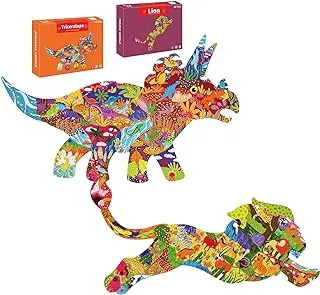 Mumoo Bear Puzzles for Kids Ages 4-8, 8-10 and Adults Triceratops Dinosaurs 150 Pieces Animal Shaped Jigsaw Puzzles Toys for Kids 5 6 7 8 12 Boys Girls Birthday