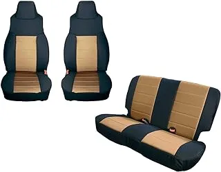 Rugged Ridge 13292.04 Seat Cover Kit, Black/Tan; 97-02 Jeep Wrangler TJ