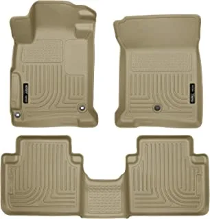 Husky Liners Weatherbeater Floor Mats | Fits 2013-2017 Honda Accord Sedan | Front & 2nd Row, 3-pc Tan - 98483