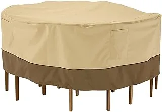 Classic Accessories 78922 Veranda Water-Resistant 70 Inch Round Patio Table & Chair Set Cover,Pebble,Medium