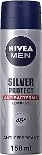 NIVEA MEN Antiperspirant Spray for Men, Silver Protect Antibacterial Protection, 150ml