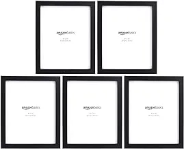 Amazon Basics Rectangular Photo Picture Frame, 20.32 CM x 25.4 CM, Pack of 5, Black