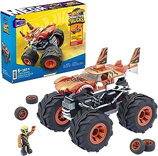 Mega Construx Hot Wheels Tiger Shark Monster Truck Construction Set, Building Toys for Kids