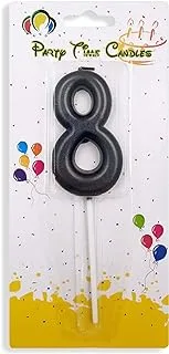 PARTY TIME - #8 Black Birthday Number Candles, Matte Numeral Candles Cake Topper Decoration for Birthdays, Weddings, Reunions and Theme Party