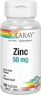 Solaray Zinc 50Mg, 100 Vegetable Capsules