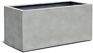 Dubai Garden Centre Concrete Fibre Box Pot, Small, Light Grey