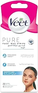 Veet Pure Face Wax Strips for Sensitive Skin – 20 Wax Strips