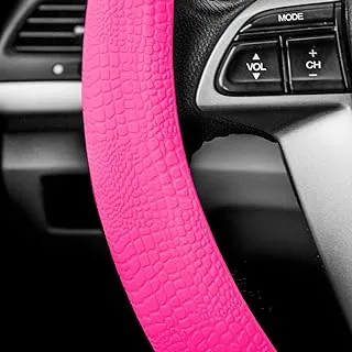 FH Group Fh3001Babypink Fh3001 Silicone Snake Pattern (Massaging Grip) Steering Wheel Cover, Baby Pink Color-Fit Most Car, Truck, Suv, Or Van