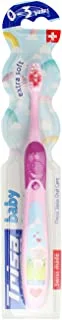 Trisa Baby Extra Soft Toothbrush, 0-3 Years, Finest Swiss Oral care, Small Brush Head, For Gentle Cleaning, 1pc. Assortment color