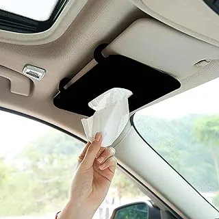 Sulfar Car Sun Visor Armrest Back Seat Tissue Napkin Box Holder, Interior Accessories (Black Plain, Type)