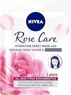 NIVEA Face Sheet Mask Hydrating, Rose Care with Organic Rose Water, All Skin Types, 1 Mask